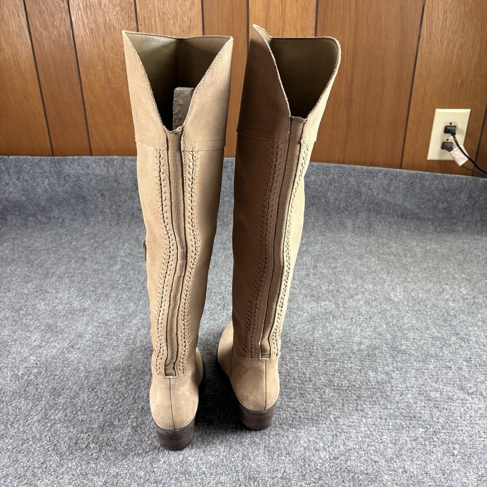 Vince Camuto Bendra Tall Boots Women's 6.5M Taupe Suede Side Zip Riding Low Heel - Picture 10 of 15